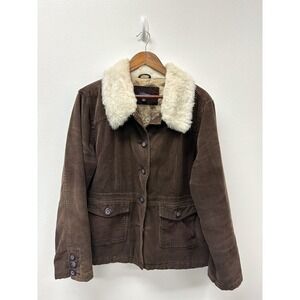 Y2K 2000s Sonoma Corduroy Sherpa Chore Ranch Coat Brown XL